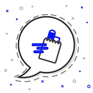 Çevrimiçi sipariş verme ve fast food dağıtım simgesi beyaz arka planda izole edildi. Renkli taslak konsepti. Vektör.