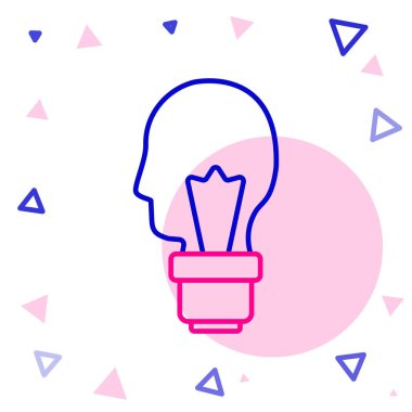 Beyaz arkaplanda izole edilmiş fikir simgesi konseptine sahip çizgi lambası. Enerji ve fikir sembolü. İlham konsepti. Renkli taslak konsepti. Vektör.