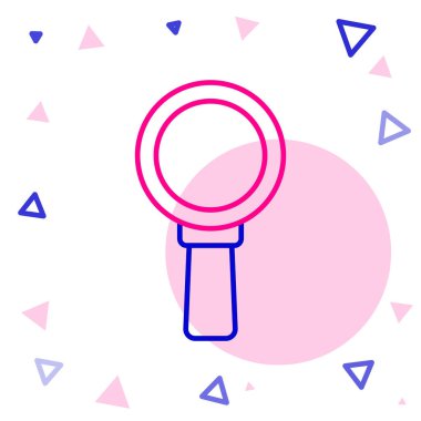 Beyaz arkaplanda izole edilmiş çizgi büyüteç simgesi. Arama, odaklanma, yakınlaştırma, iş sembolü. Renkli taslak konsepti. Vektör.