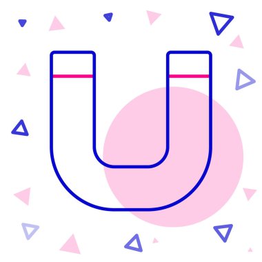 Beyaz arkaplanda çizgi mıknatısı simgesi izole edildi. At nalı mıknatısı, manyetizma, manyetizma, çekim. Renkli taslak konsepti. Vektör.