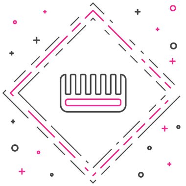 Beyaz arkaplanda çizgi saç fırçası simgesi izole edildi. Taraklı saç işareti. Berber sembolü. Renkli taslak konsepti. Vektör.