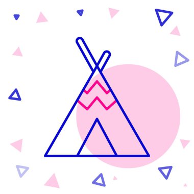 Geleneksel Kızılderili çadırı veya wigwam simgesi beyaz arkaplanda izole edilmiş. Kızılderili çadırı. Renkli taslak konsepti. Vektör.