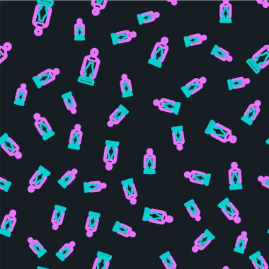 Çizgi Kamp feneri simgesi siyah arkaplanda izole edilmiş. Mutlu Cadılar Bayramı Partisi. Vektör.