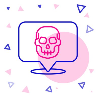 Kafatası çizgi simgesi beyaz arkaplanda izole edildi. Mutlu Cadılar Bayramı Partisi. Renkli taslak konsepti. Vektör.