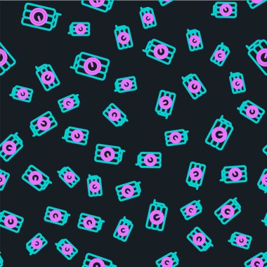 Dinamit çubuğu ve zamanlayıcı ikonu, siyah arka planda izole edilmiş, pürüzsüz desen. Saatli bomba - patlama tehlikesi kavramı. Vektör.