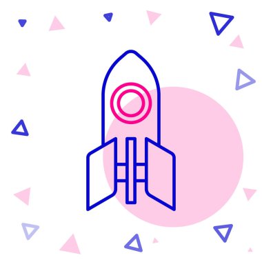 Roket çizgisi simgesi beyaz arkaplanda izole edildi. Uzay yolculuğu. Renkli taslak konsepti. Vektör.