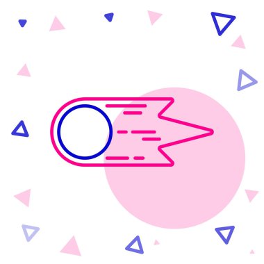 Kuyrukluyıldız beyaz arkaplana izole edilmiş bir şekilde hızla düşüyor. Renkli taslak konsepti. Vektör.