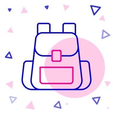 Sırt çantası simgesi beyaz arkaplanda izole edildi. Kamp ve dağ gezisi sırt çantası. Renkli taslak konsepti. Vektör.