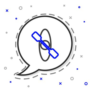 Kano ve kürek ikonu beyaz arkaplanda izole edildi. Balıkçılık ve turizm için kano. Açık hava aktiviteleri. Renkli taslak konsepti. Vektör.