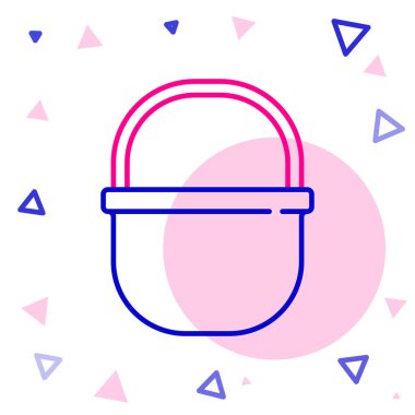 Kamp alanı simgesi beyaz arkaplanda izole edildi. Haşlama ya da güveç besin sembolü. Renkli taslak konsepti. Vektör.