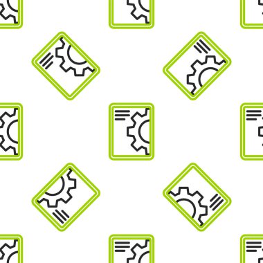 Line Yazılım, Web Geliştirme, programlama konsepti simgesi beyaz arkaplanda izole edilmiş kusursuz desen. Ekran tabletinde programlama dili ve kod. Vektör.