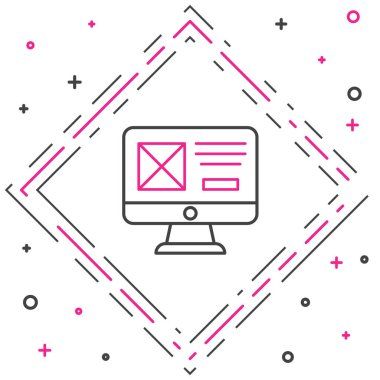 Beyaz arkaplanda UI veya UX tasarım simgesi izole edildi. Renkli taslak konsepti. Vektör.