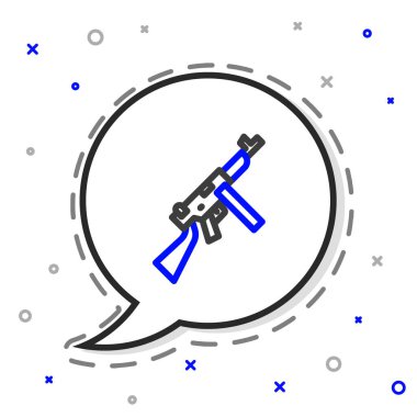 Thompson Tommy hafif makineli tüfek ikonu beyaz arka planda izole edildi. Amerikan hafif makineli tüfeği. Renkli taslak konsepti. Vektör.