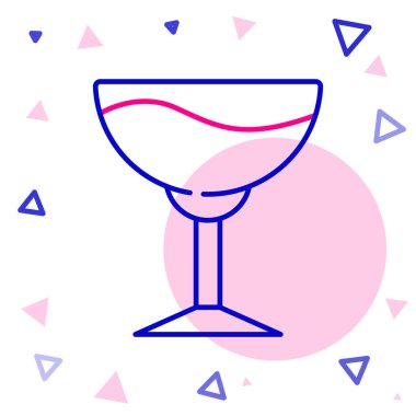 Beyaz arka planda izole edilmiş çizgi şarap cam ikonu. Şarap kadehi işareti. Renkli taslak konsepti. Vektör.