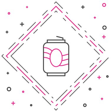 Soda kutusu simgesi beyaz arkaplanda izole edildi. Renkli taslak konsepti. Vektör.