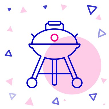 Barbekü ızgara simgesi beyaz arkaplanda izole edildi. Barbekü ızgara partisi. Renkli taslak konsepti. Vektör.