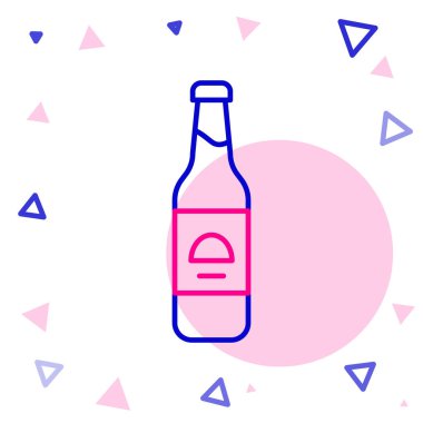 Çizgi bira şişesi simgesi beyaz arkaplanda izole edildi. Renkli taslak konsepti. Vektör.