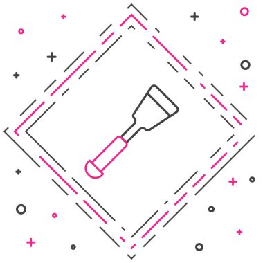 Spatula çizgisi simgesi beyaz arkaplanda izole edildi. Mutfak spatula ikonu. Barbekü spatula işareti. Barbekü ve ızgara aleti. Renkli taslak konsepti. Vektör.