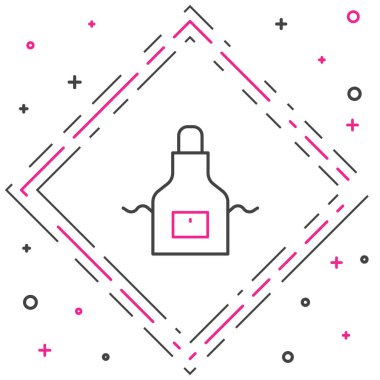 Line Kitchen önlük simgesi beyaz arkaplanda izole edildi. Yemek pişirmek için şef üniforması. Renkli taslak konsepti. Vektör.