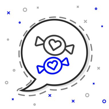 Çizgi Şekeri simgesi beyaz arkaplanda izole edildi. Renkli taslak konsepti. Vektör.