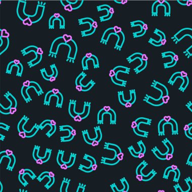 Çizgi Sevgi Mıknatısı simgesi siyah arkaplanda izole edilmiş. Vektör.