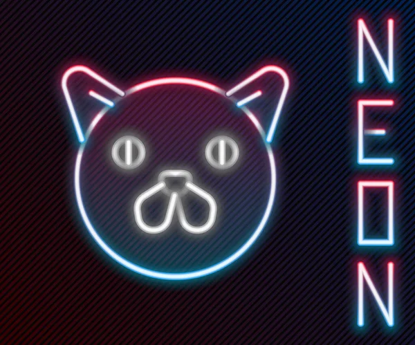 Parlayan Neon Hattı Kedi Simgesi Siyah Arkaplanda Izole Edildi Hayvan — Stok Vektör