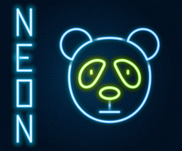 Ligne Lumineuse Néon Icône Mignon Visage Panda Isolé Sur Fond — Image vectorielle