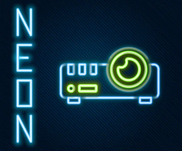 Leuchtende Neon Line Präsentation Film Film Medienprojektor Ikone Isoliert Auf — Stockvektor