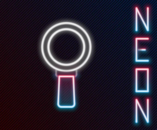 Parlayan Neon Çizgisi Büyüteç Simgesi Siyah Arkaplanda Izole Edildi Arama — Stok Vektör