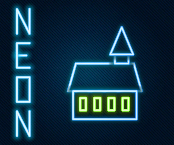 Gloeiende Neon Lijn Castle Icoon Geïsoleerd Zwarte Achtergrond Kleurrijk Concept — Stockvector