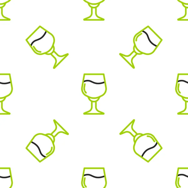 Linie Weinglas Symbol Isoliert Nahtlose Muster Auf Weißem Hintergrund Weinglasschild — Stockvektor
