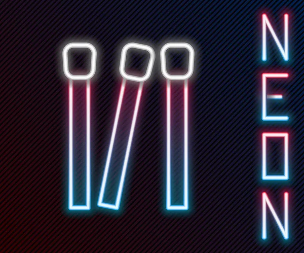 Glödande Neon Line Matchar Ikonen Isolerad Svart Bakgrund Färgstarkt Skisskoncept — Stock vektor