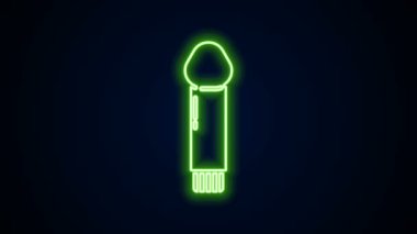 Glowing neon line Dildo vibrator for sex games icon isolated on black background. Sex toy for adult. Vaginal exercise machines for intimate. 4K Video motion graphic animation