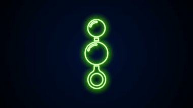 Parlayan neon hattı Anal boncuk simgesi siyah arkaplanda izole edildi. Anal taşak işareti. Fetiş aksesuarı. Erkekler ve kadınlar için seks oyuncağı. 4K Video hareketli grafik canlandırması