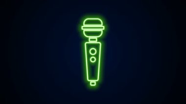 Glowing neon line Dildo vibrator for sex games icon isolated on black background. Sex toy for adult. Vaginal exercise machines for intimate. 4K Video motion graphic animation