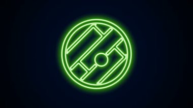 Parlayan neon çizgisi Katlanmış harita konum simgesi simgesi siyah arkaplanda izole edildi. 4K Video hareketli grafik canlandırması
