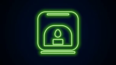 Parlayan neon hattı Aroma lambası simgesi siyah arkaplanda izole edildi. 4K Video hareketli grafik canlandırması