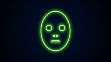 Parlayan neon çizgisi Yüz kozmetik maskesi simgesi siyah arkaplanda izole edildi. Kozmetoloji, ilaç ve sağlık hizmetleri. 4K Video hareketli grafik canlandırması