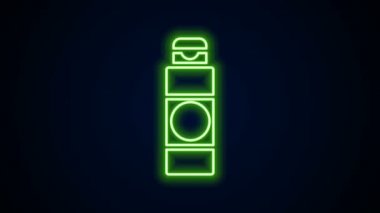 Parlayan neon çizgisi kremi ya da losyon kozmetik tüp ikonu siyah arkaplanda izole edilmiş. Erkekler için vücut bakım ürünleri. 4K Video hareketli grafik canlandırması