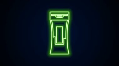 Siyah arkaplanda parlayan neon hattı şampuan ikonu. 4K Video hareketli grafik canlandırması