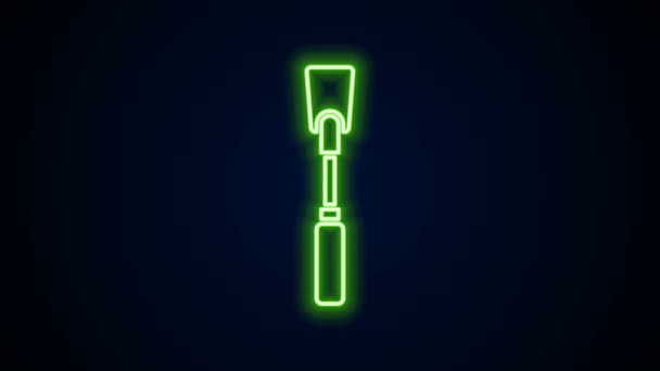 Leuchtende Leuchtschrift Lederpeitsche Symbol isoliert auf schwarzem Hintergrund. Fetisch-Accessoire. Sexspielzeug für Erwachsene. 4K Video Motion Grafik Animation — Stockvideo