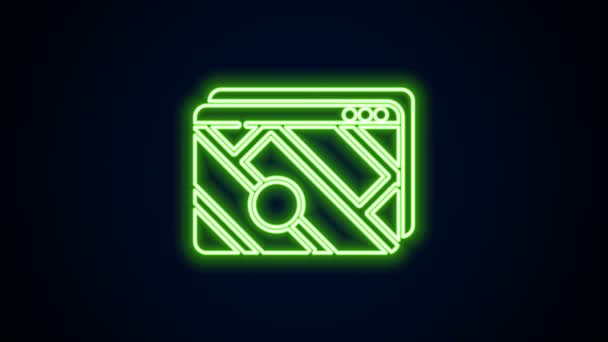 Glödande neon linje Infographic av stadskartan navigeringsikonen isolerad på svart bakgrund. Mobile App Interface konceptdesign. Geolaktionskonceptet. 4K Video motion grafisk animation — Stockvideo