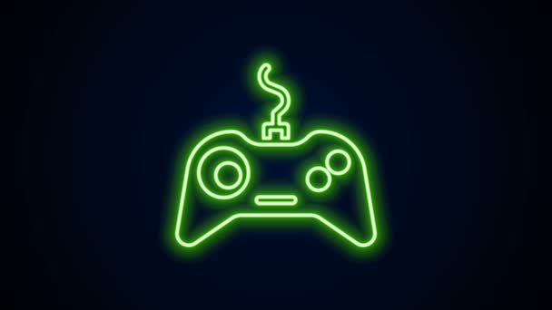Glowing neon line Gamepad icon isolated on black background. Pengontrol permainan. Animasi grafis gerak Video 4K — Stok Video