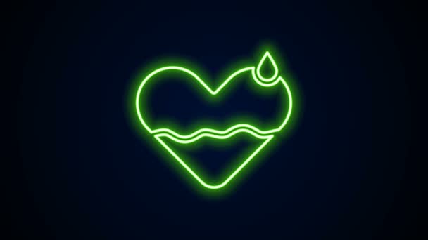 Glödande neon line Heart heal ikon isolerad på svart bakgrund. 4K Video motion grafisk animation — Stockvideo