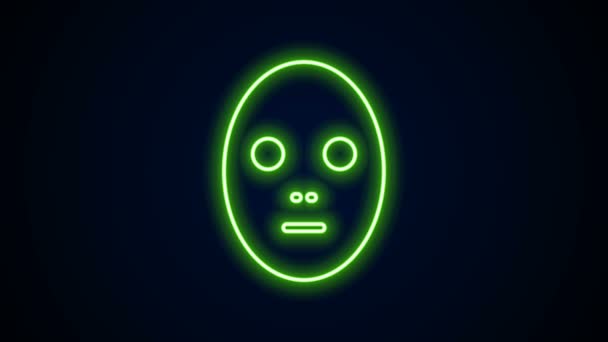 Glowing neon line Facial cosmetic mask icon isolated on black background. Kosmetologi, obat-obatan dan perawatan kesehatan. Animasi grafis gerak Video 4K — Stok Video