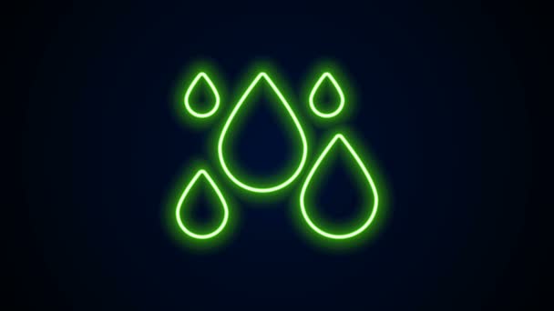 Świecąca neonowa linia Ikona kropli wody odizolowana na czarnym tle. 4K Animacja graficzna ruchu wideo — Wideo stockowe