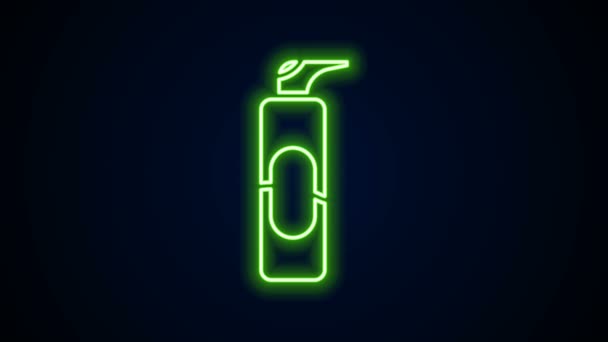 Glödande neon line Spray kan för hårspray, deodorant, antiperspirant ikon isolerad på svart bakgrund. 4K Video motion grafisk animation — Stockvideo