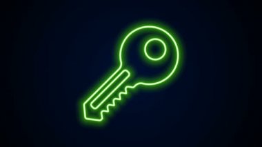 Parlayan neon çizgisi simgesi siyah arkaplanda izole edildi. 4K Video hareketli grafik canlandırması