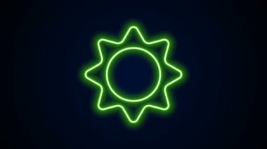 Parlayan neon çizgi simgesi siyah arkaplanda izole edildi. Yaz sembolü. Güneşli bir gün. 4K Video hareketli grafik canlandırması