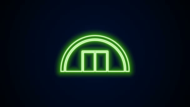 Glowing neon line Warehouse icon isolated on black background. 4K Video motion graphic animation — Stock Video